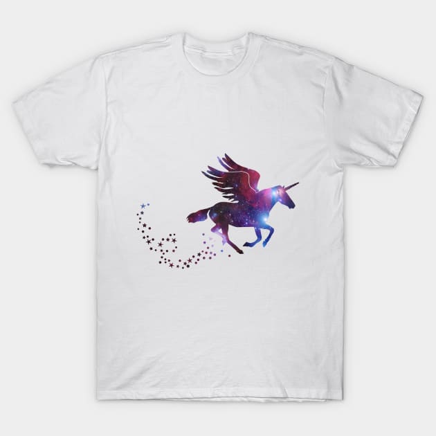 flying Unicorn Galaxy T-Shirt by CheesyB